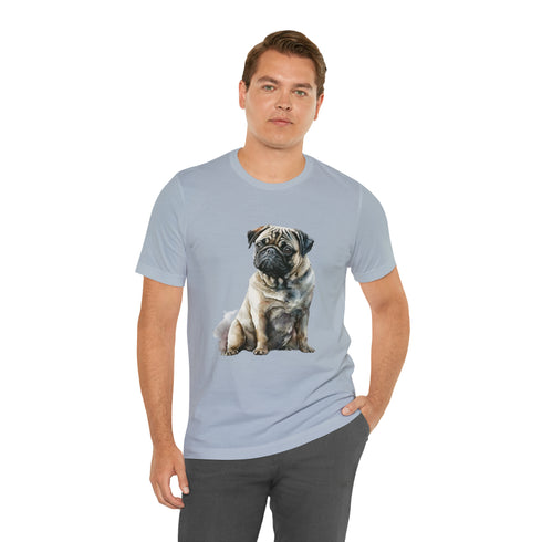 Loving Pug in Watercolor - Short Sleeve Tee